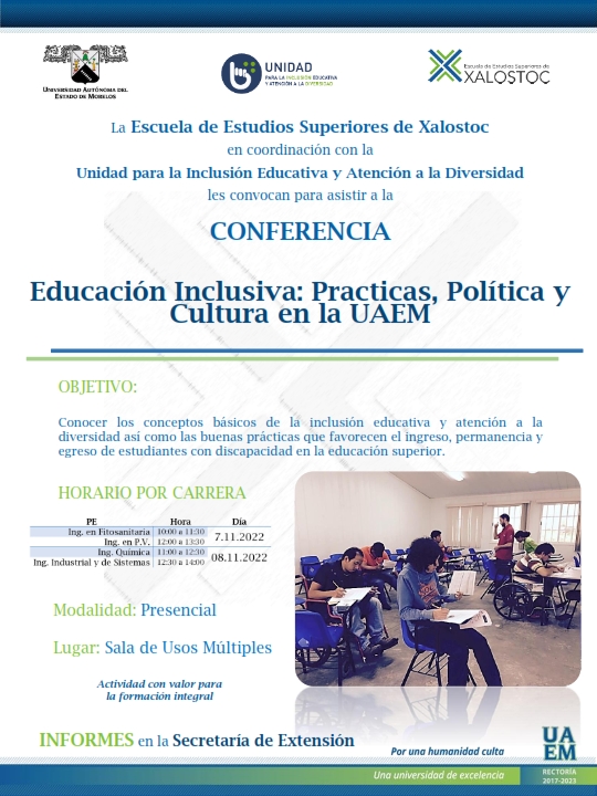 Conferencia Educaci N Inclusiva Practicas Pol Tica Y Cultura En La Uaem Escuela De Estudios